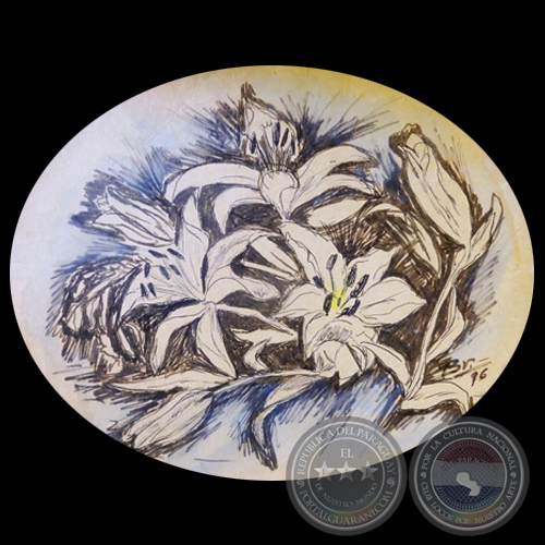FLORES, 1996 - Dibujo a lápiz de BRUNHILDE GUGGIARI