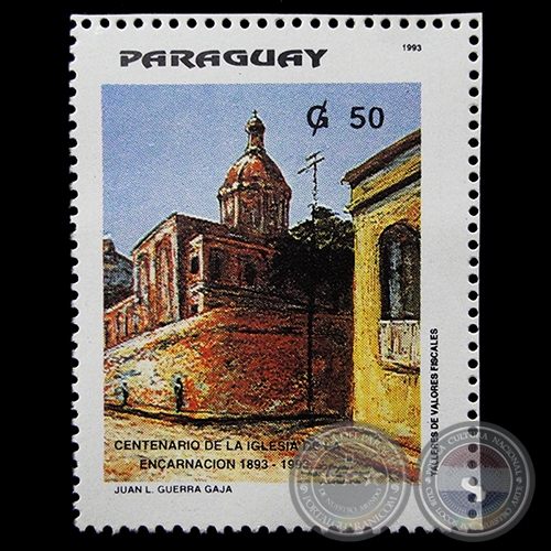 Pintura al óleo de JUAN GUERRA GAJA - SELLO POSTAL PARAGUAYO AÑO 1993