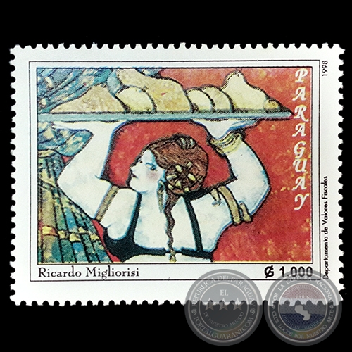 TCNICA MIXTA de RICARDO MIGLIORISI - PINTURAS CONTEMPORNEAS - SELLO POSTAL PARAGUAYO AO 1998