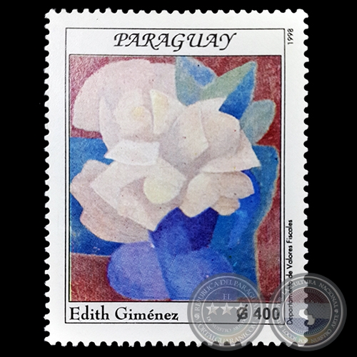 PINTURA AL ÓLEO de EDITH GIMÉNEZ - PINTURAS CONTEMPORÁNEAS - SELLO POSTAL PARAGUAYO AÑO 1998