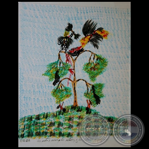 DIBUJO INDÍGENA 21 - Obra de OGWA FLORES - Colección GRUPO LIEBIG