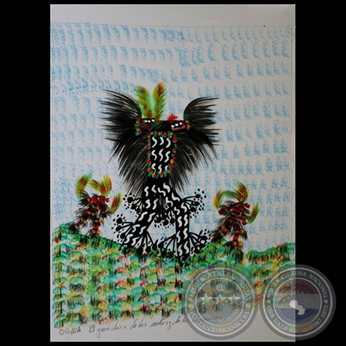 DIBUJO INDÍGENA 23 - Obra de OGWA FLORES - Colección GRUPO LIEBIG