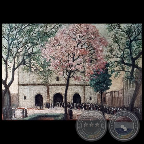 PROCESIÓN FRENTE A LA CATEDRAL - Óleo de JAIME BESTARD