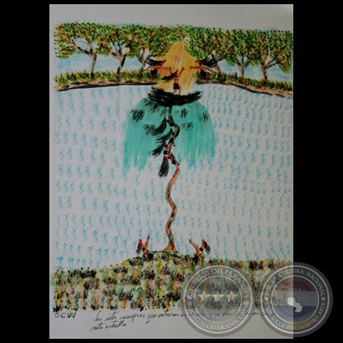 DIBUJO INDÍGENA 24 - Obra de OGWA FLORES - Colección GRUPO LIEBIG