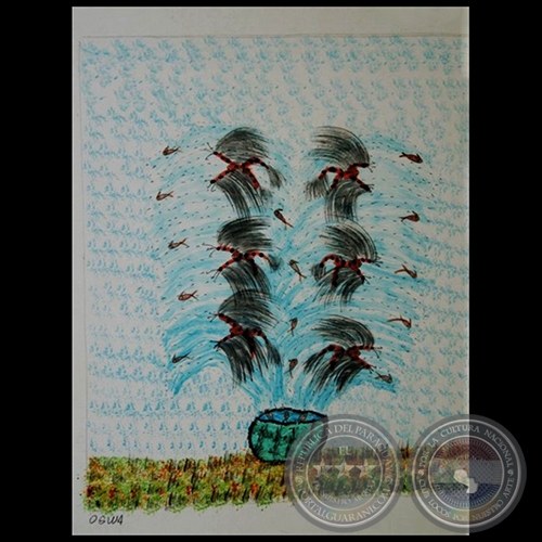 DIBUJO INDÍGENA 25 - Obra de OGWA FLORES - Colección GRUPO LIEBIG