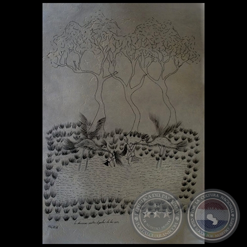 DIBUJO INDÍGENA 26 - Obra de OGWA FLORES - Colección GRUPO LIEBIG