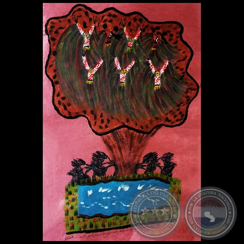 DIBUJO INDÍGENA 29 - Obra de OGWA FLORES - Colección GRUPO LIEBIG