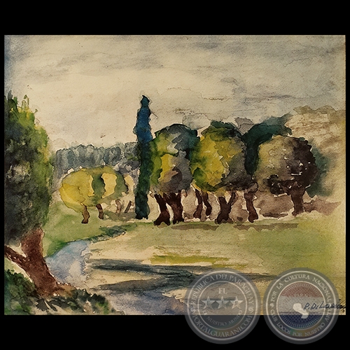 PAISAJE CON ÁRBOLES - Óleo de PEDRO DI LASCIO