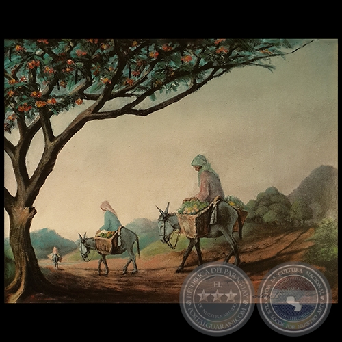 EL CAMINO DE LAS BURRERITAS - Óleo de LUIS TORANZOS -  Década de 1980