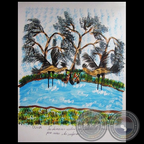 DIBUJO INDÍGENA 44 - Obra de OGWA FLORES - Colección GRUPO LIEBIG