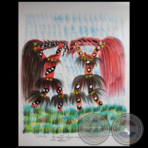 DIBUJO INDÍGENA 45 - Obra de OGWA FLORES - Colección GRUPO LIEBIG