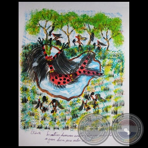 DIBUJO INDÍGENA 46 - Obra de OGWA FLORES - Colección GRUPO LIEBIG
