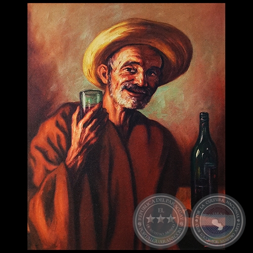 CAMPESINO BEBIENDO - Óleo de LEONARDO TORFS