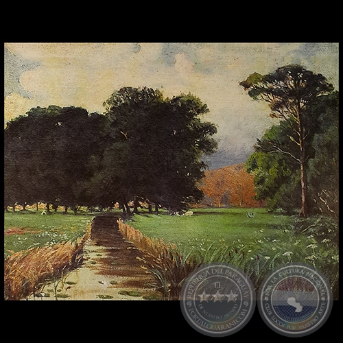 CAMINO (Paisaje con árboles) - Óleo de HÉCTOR DA PONTE - Década de 1928