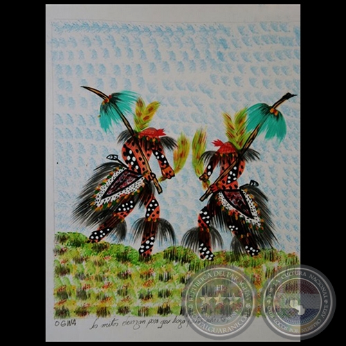 DIBUJO INDÍGENA 53 - Obra de OGWA FLORES - Colección GRUPO LIEBIG