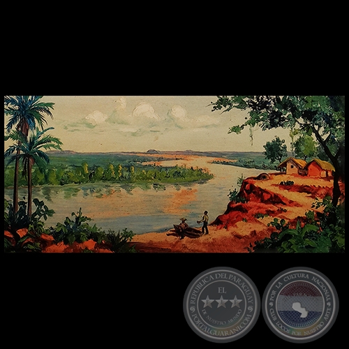 PAISAJE CON RÍO - Óleo de FRANCISCO TORNÉ GAVALDÁ - Año 1952