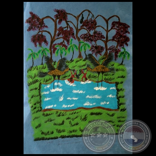 DIBUJO INDÍGENA 55 - Obra de OGWA FLORES - Colección GRUPO LIEBIG