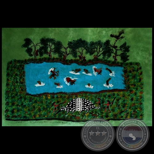 DIBUJO INDÍGENA 56 - Obra de OGWA FLORES - Colección GRUPO LIEBIG