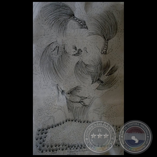 DIBUJO INDÍGENA 59 - Obra de OGWA FLORES - Colección GRUPO LIEBIG