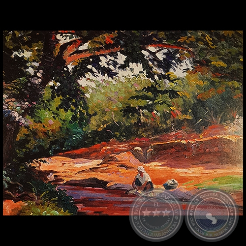 LAVANDERA - Óleo de JUAN ANSELMO SAMUDIO - Año 1929