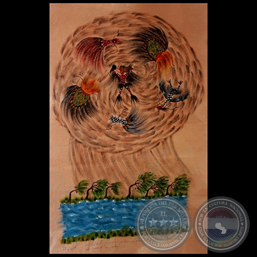 DIBUJO INDÍGENA 9 - Obra de OGWA FLORES - Colección GRUPO LIEBIG