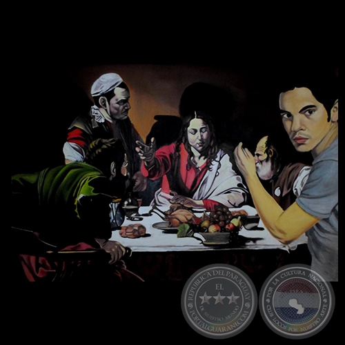 ESTUDIANDO A CARAVAGGIO, 2015 - Óleo de NICOLÁS MONGELOS MARTÍNEZ