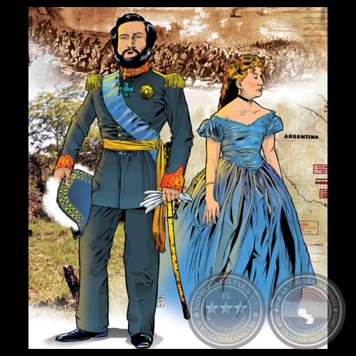 FRANCISCO SOLANO LÓPEZ y ELISA LYNCH - Ilustración de ENZO PERTILE 