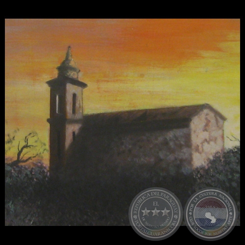 IGLESIA AL ATARDECER, 1997 - Óleo sobre lienzo de HÉCTOR BLAS RUIZ