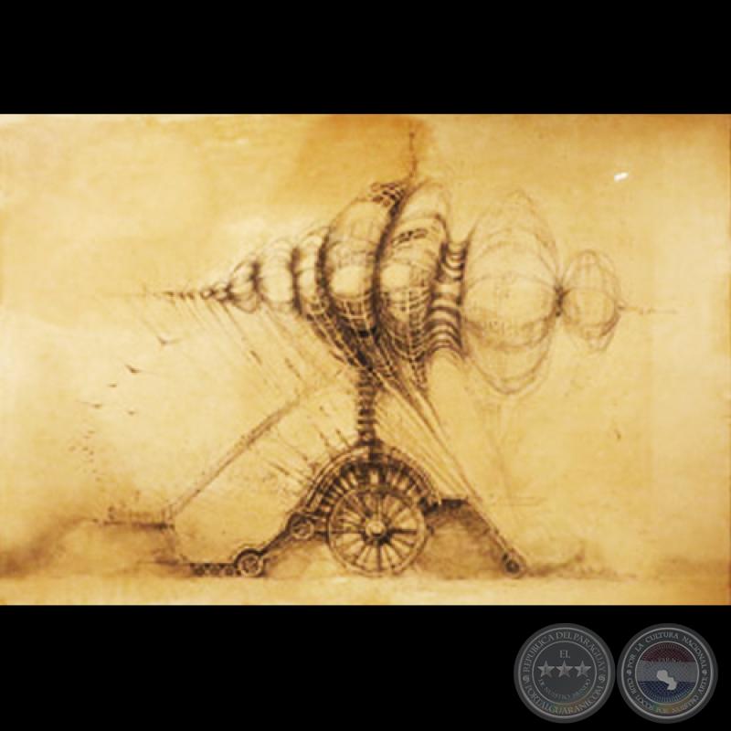 SIN TÍTULO, 1970 - Dibujo y aguada de JENARO PINDÚ