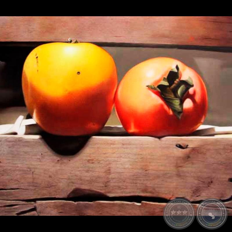 KAKI NARANJA y KAKI ROJO, 2012 - Óleo sobre lienzo de EMMANUEL FRETES ROY