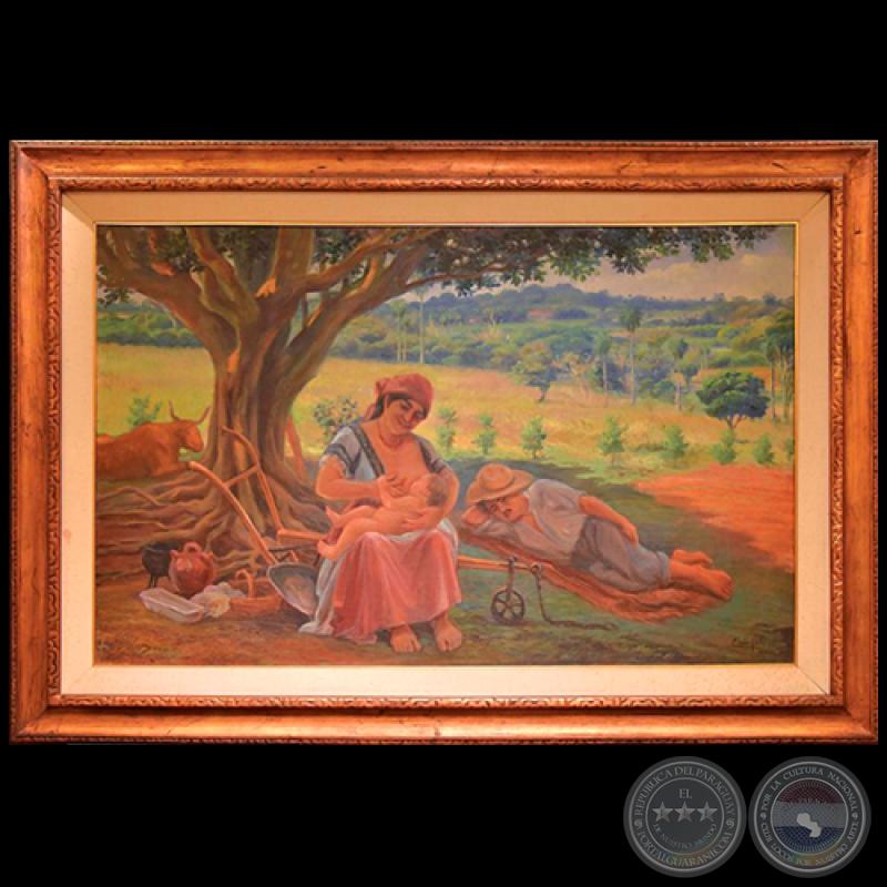 Bajo el árbol - Óleo de  Pablo Alborno - Año: 1930