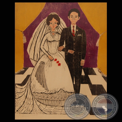 ELLOS SE CASARON I - Xilografía de LEONOR CECOTTO - Año 2007