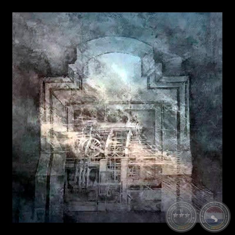 LOCOMOTORA, 1980 - Grabado en metal y técnica mixta de JENARO PINDÚ