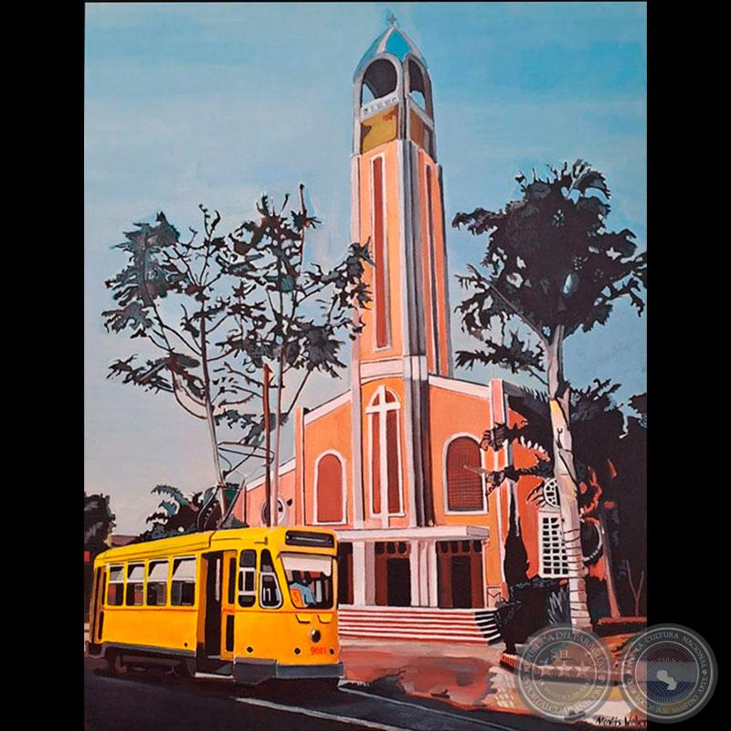 "Un tranvía belga sobre la calle Padre Cardozo yendo al centro" - Obra de Nicolás Weber