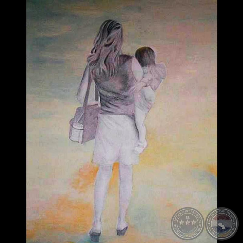 MIRADA AL FUTURO - Foto en tela intervenida con óleo de ALICIA PERITO