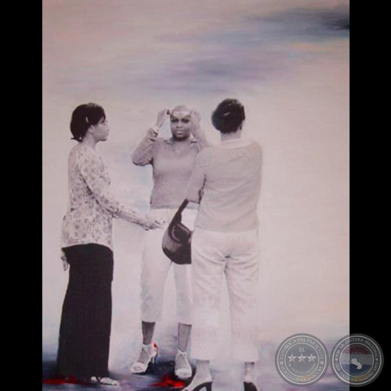 NUESTRA ESQUINA, 2005 - Foto en tela intervenida con óleo de ALICIA PERITO