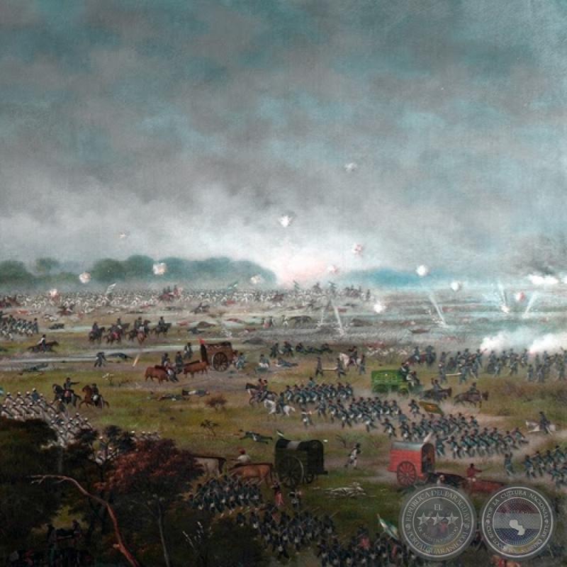 ATAQUE DEL BOQUERÓN VISTO DESDE EL POTRERO PIRIS - Óleo sobre tela de CANDIDO LÓPEZ 