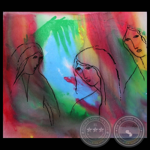 MUJERES, 2007 -Tinta de impresión y óleo sobre tela de OLGA BLINDER