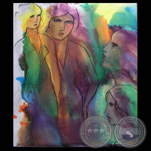 MUJERES, 2007 -Tinta de impresión y óleo sobre tela de OLGA BLINDER