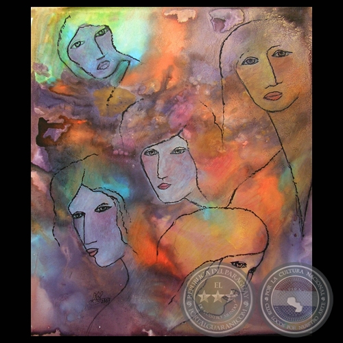 MUJERES, 2007 -Tinta de impresión y óleo sobre tela de OLGA BLINDER