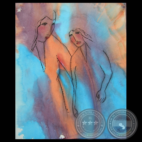 MUJERES, 2007 -Tinta de impresión y óleo sobre tela de OLGA BLINDER