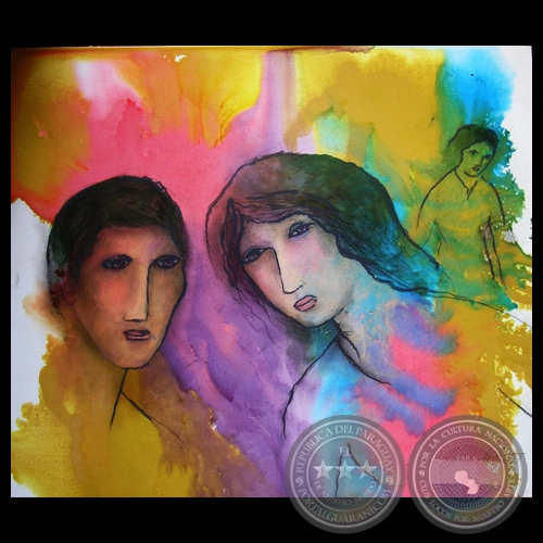 ROSTROS, 2007 -Tinta de impresión y óleo sobre tela de OLGA BLINDER