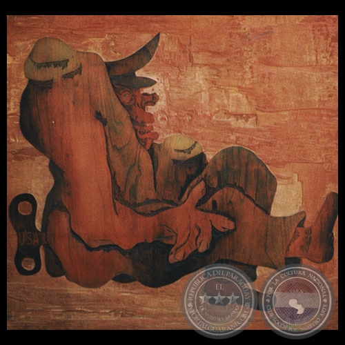 EL GENERAL A CUERDA, 1968 - Xilopintura de CARLOS COLOMBINO