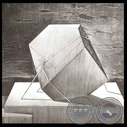 EL POLIEDRO DE LA MELANCOLÍA III, 1977 - Xilopintura de CARLOS COLOMBINO