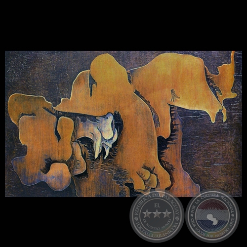 LOS EMBOLSADOS, 1966 - Xilopintura de CARLOS COLOMBINO