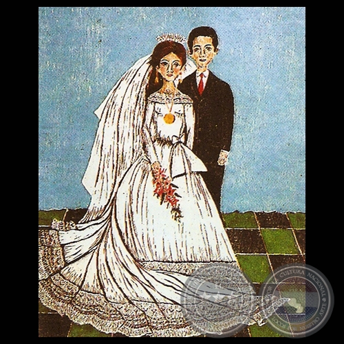 LOS NOVIOS, 1971 - Xilografía de LEONOR CECOTTO
