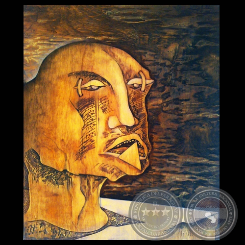 EL ROSTRO DEL TRIÁNGULO, 2009 - Xilopintura de CARLOS COLOMBINO