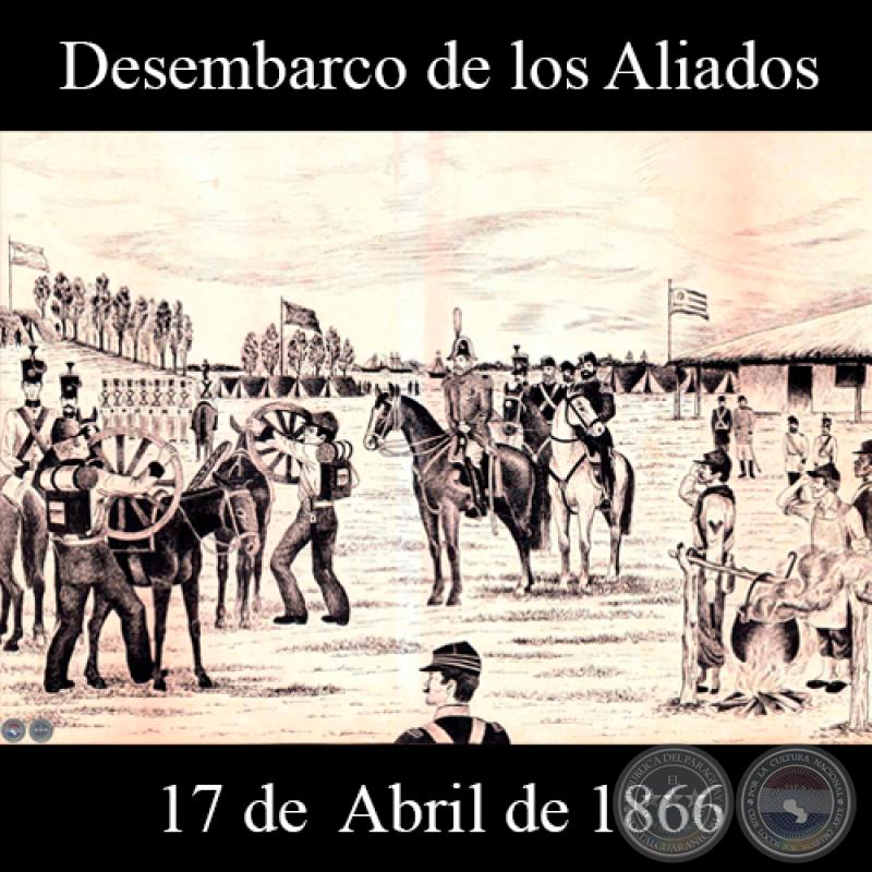 DESEMBARCO DE LOS ALIADOS - 17 DE ABRIL DE 1866 - Dibujo de WALTER BONIFAZI 