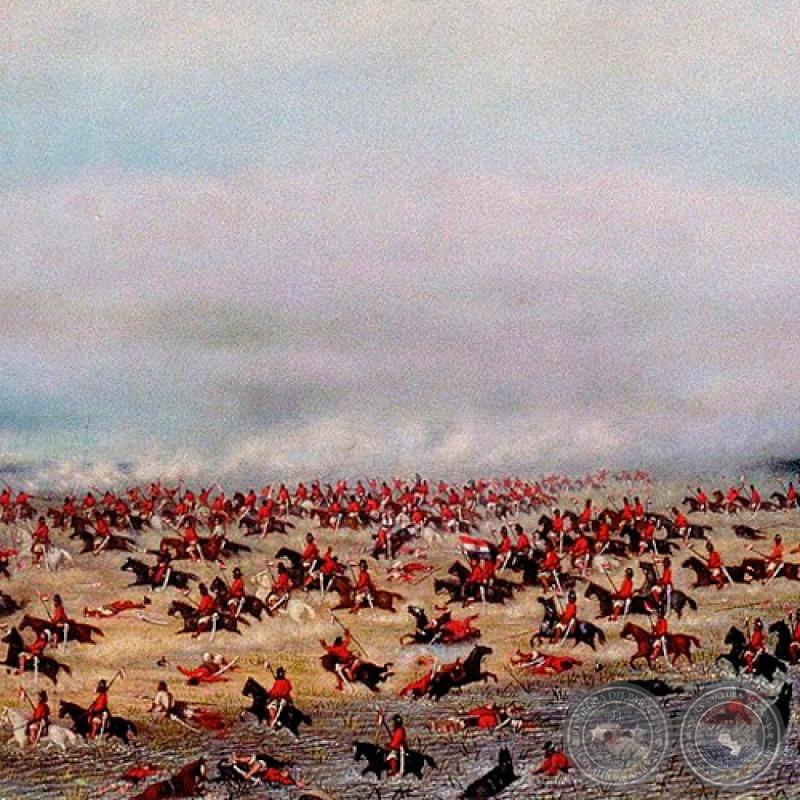 EPISODIO DE LA 2° DIVISIÓN BUENOS AIRES EN LA BATALLA DE TUYUTÍ, 1866 - Óleo sobre tela de CANDIDO LÓPEZ 