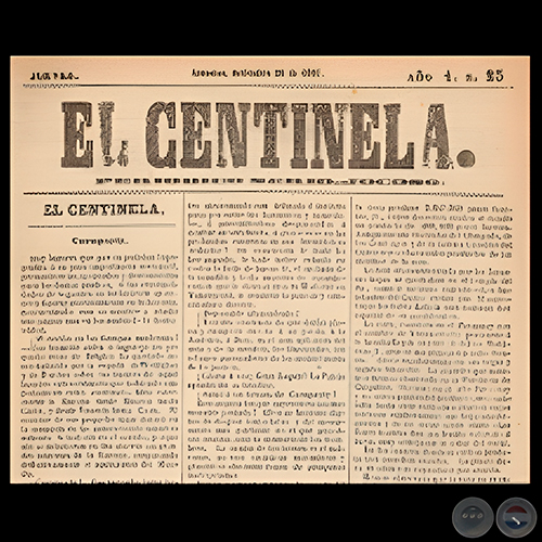 EL CENTINELA Nº 23 PERIÓDICO SERIO..JOCOSO, ASUNCIÓN, SETIEMBRE 26 de 1867